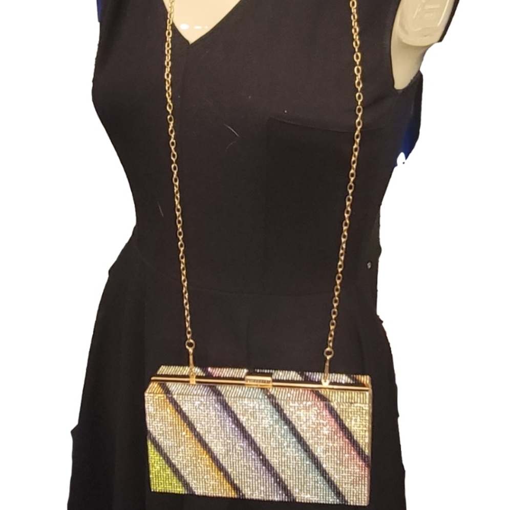 JEWEL-ENCRUSTED, multi-colored clutch with interchangeable straps - Picture 3 of 4